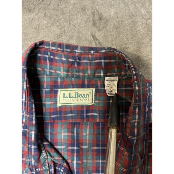 LL Bean Shirt Size XL Mens Red Button Down Plaid Pocket Long Sleeve Vintage - Picture 2 of 6